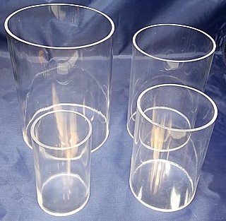 Clear Acrylic Round Cylinder Ring Riser Set of 4 in Plexi or Lucite