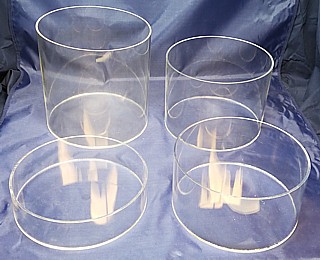 Clear Acrylic Round Cylinder Ring Risers of 4 in Plexi or Lucite