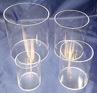 Clear Acrylic Round Cylinder Ring Riser Set of 4 in Plexi or Lucite