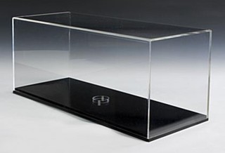 Deluxe Clear Acrylic Display Case with Black Base For Displaying Trophy, Models, Awards, Sports Memorabilia, Products, Collectibles
