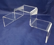 Clear Acrylic Stair Step Display Stands, Acrylic Pedestal Risers, Acrylic Product Easel