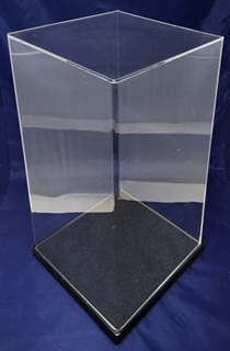 Clear Acrylic Display Case with Black Base For Displaying Trophy, Dolls, Awards, Products, Collectibles