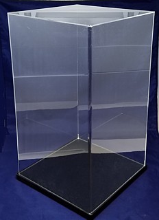 Clear Acrylic Display Case with Black Base For Displaying Trophy, Dolls, Awards, Products, Collectibles
