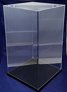 Clear Acrylic Display Case with Black Base For Displaying Trophy, Dolls, Awards, Products, Collectibles