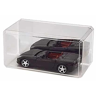 Clear Molded Styrene 2-Piece Display Case with Mirrored Base for 1:24 Scale Die Cast Cars.