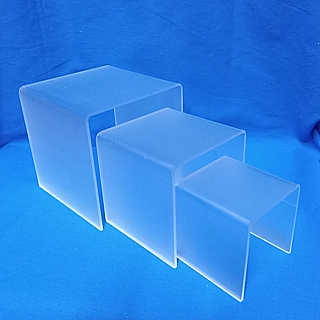 Frosted Acrylic Square U Risers in P95 Perspex, Lucite, Plexi
