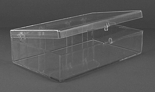 Clear Molded Styrene Plastic 2 Piece Hinged Box Container