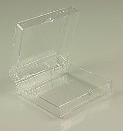 Clear Molded Styrene Plastic 2 Piece Hinged Box Container