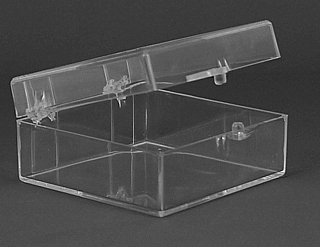 Clear Molded Styrene Plastic 2 Piece Hinged Box Container