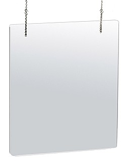 Clear Plexiglas Hanging Sneezeguard or Splash Guard Barriers or Shield or Protection Panels for Cashiers, Bankers, Offices, Medical Centers, Hospitals and More