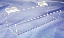 Acrylic and plastic slatwall and Wallmount J-Rack shelves and shelving, Plexiglas, PlexiGlass, Lucite, plexi