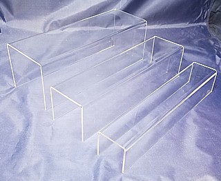 Clear Acrylic Long Rectangular U Riser Set of 3 in Plexi or Lucite