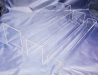 Clear Acrylic Long Rectangular U Riser Set of 3 in Plexi or Lucite