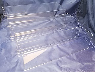 Clear Acrylic Long Rectangular U Riser Set of 3 in Plexi or Lucite