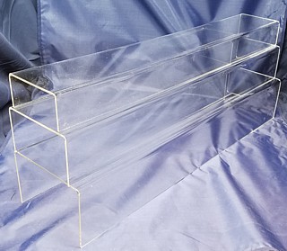 Clear Acrylic Long Rectangular U Riser Set of 3 in Plexi or Lucite