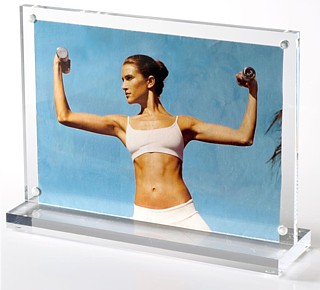 Clear Acrylic Deluxe Magnetic Block Frames with Base in Lucite or Plexi