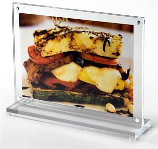 Clear Acrylic Deluxe Magnetic Block Frames with Base in Lucite or Plexi