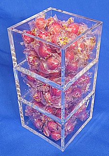 5-Sided Square Stackable Cube Injection Molded in Crystal Clear Rigid Styrene