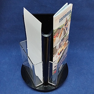 Black and Clear Acrylic 3 Pocket Rotating Brochure Literature Holder Model RBH4A