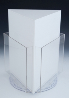Acrylic Rotating Brochure and Literature Holder in White and Clear Plexi