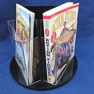 Acrylic Rotating Brochure and Literature Holder in Black and Clear Plexi