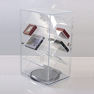 Clear Acrylic Locking Tower Showcase with Spinning Base