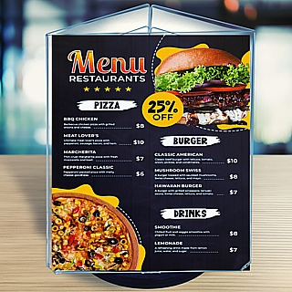 Clear Acrylic 3 Panel Triangular Rotating Sign Holder Frame for Menus or Photos