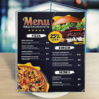 Clear Acrylic 3 Panel Triangular Rotating Sign Holder Frame for Menus or Photos