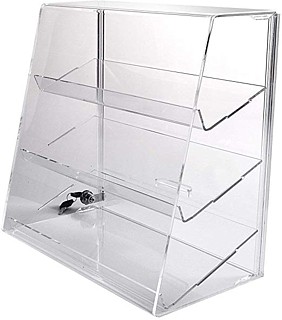 Acrylic Showcase, Locking displays, security displays with Slanted Angled Shelves