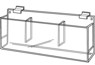 Clear Acrylic 3 Pocket Slatwall Literature Holder model SLH3x85 For Full Page Brochures or Pamphlets