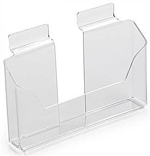 Clear Acrylic Slatwall Literature Holder model SLH64C For Postcards, Brochures or Pamphlets