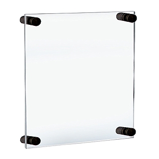 Clear Acrylic Wallmount Sign Holder Frame with Black Standoffs for Lobby or Reception Area