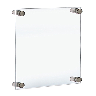 Clear Acrylic Wallmount Sign Holder Frame with Chrome Standoffs for Lobby or Reception Area