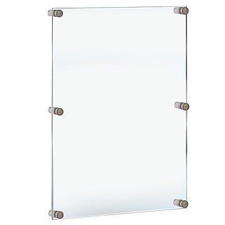 Clear Acrylic Wallmount Sign Holder Frame with Chrome Standoffs for Lobby or Reception Area