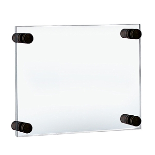 Clear Acrylic Wallmount Sign Holder Frame with Black Standoffs for Lobby or Reception Area