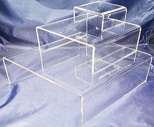 Clear Acrylic Short Square U Riser Set of 4 in Plexi or Lucite