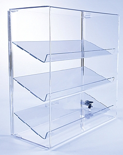 Upright Countertop Acrylic showcases with slanted shelves
