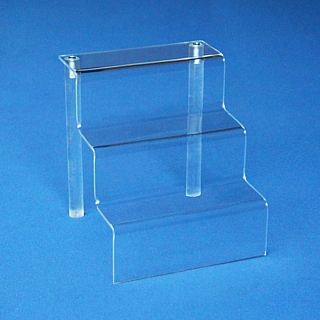Clear Acrylic Stairways, Stepped Plexi Shelf
