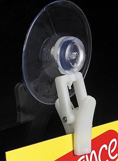 Clear Vinyl Suction Cup with Plastic Swivel Clip to Hold Paper, Cards, Signs