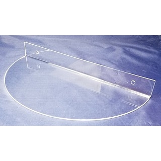 Clear Acrylic Wallmount Semi-Circular Shelf for Mounting with Screws to Drywall or Other Flat Surface