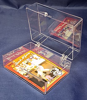 Clear Molded Styrene Plastic 2 Piece Hinged Trading Card or Sports Card Box Container