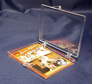 Clear Molded Styrene Plastic 2 Piece Hinged Trading Card or Sports Card Box Container