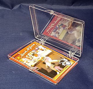 Clear Molded Styrene Plastic 2 Piece Hinged Trading Card or Sports Card Box Container