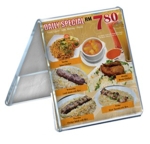 Plexiglas, acrylic and plastic tent frames, table tent, signholders, plexi, plexiglass, lucite