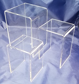 Clear Acrylic Tall Square U Riser Set of 3 in Plexi or Lucite