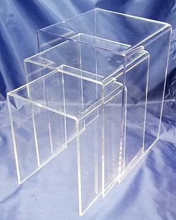 Clear Acrylic Tall Square U Riser Set of 3 in Plexi or Lucite