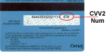 cvv2 code for Discover, Visa and Mastercard