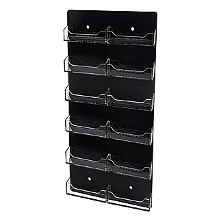 Black Acrylic Business Card or Gift Card Holder with 12 Clear Pockets For Mounting to the Wall