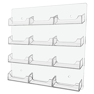 12 Pocket Clear Acrylic Business Card or Gift Card Holder For Mounting to the Wall