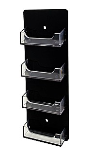 4 Pocket Clear and Black Acrylic Business Card or Gift Card Holder For Mounting to the Wall
